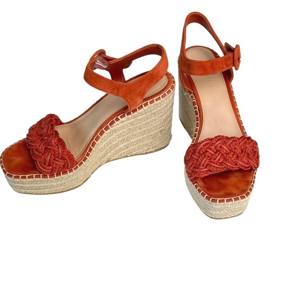 Veronica Beard Shoes - Veronica Beard‎ Size 39 (US 7.5-8) Rust Suede Braided Espadrille Wedge Sandals